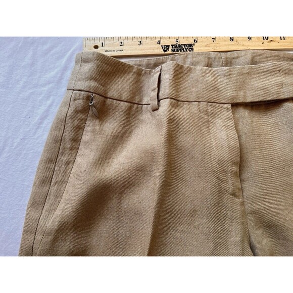Akris Women Pants Flax Linen Wide Leg Brown 30x27 Waist Invisible Pocket - Picture 5 of 12